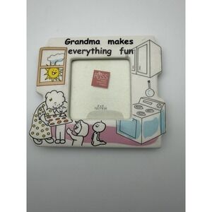 RUSS Ceramic Grandma Picture Frame  For 3"x3" Photo GRANDMA MAKES EVERYTHING FUN